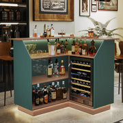 L-Shaped Home Bar Cabinet with Fridge Space & LED Strip