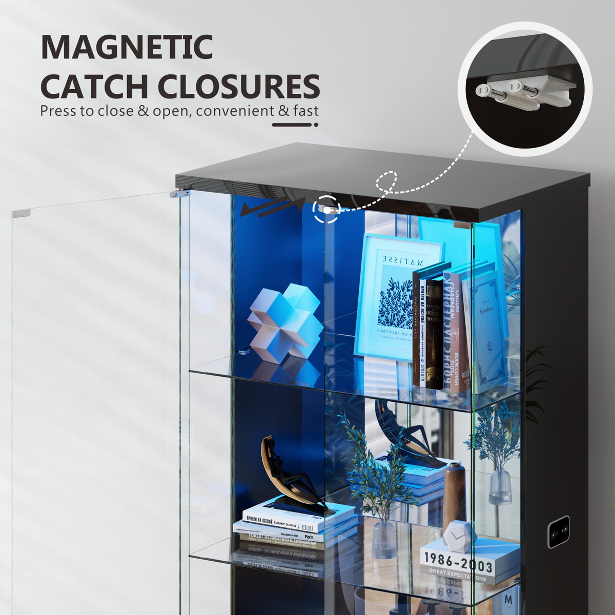 Black LED Glass Display Cabinet