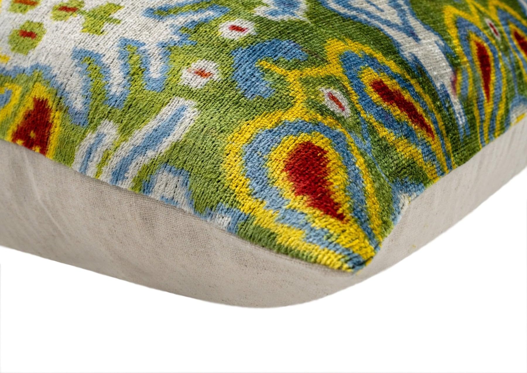 Multicolor Ikat Velvet Throw Pillow 20x20