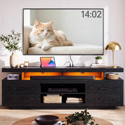 IRONCK 70" TV Stand for TVs up to 80", LED Entertainment Center, Black