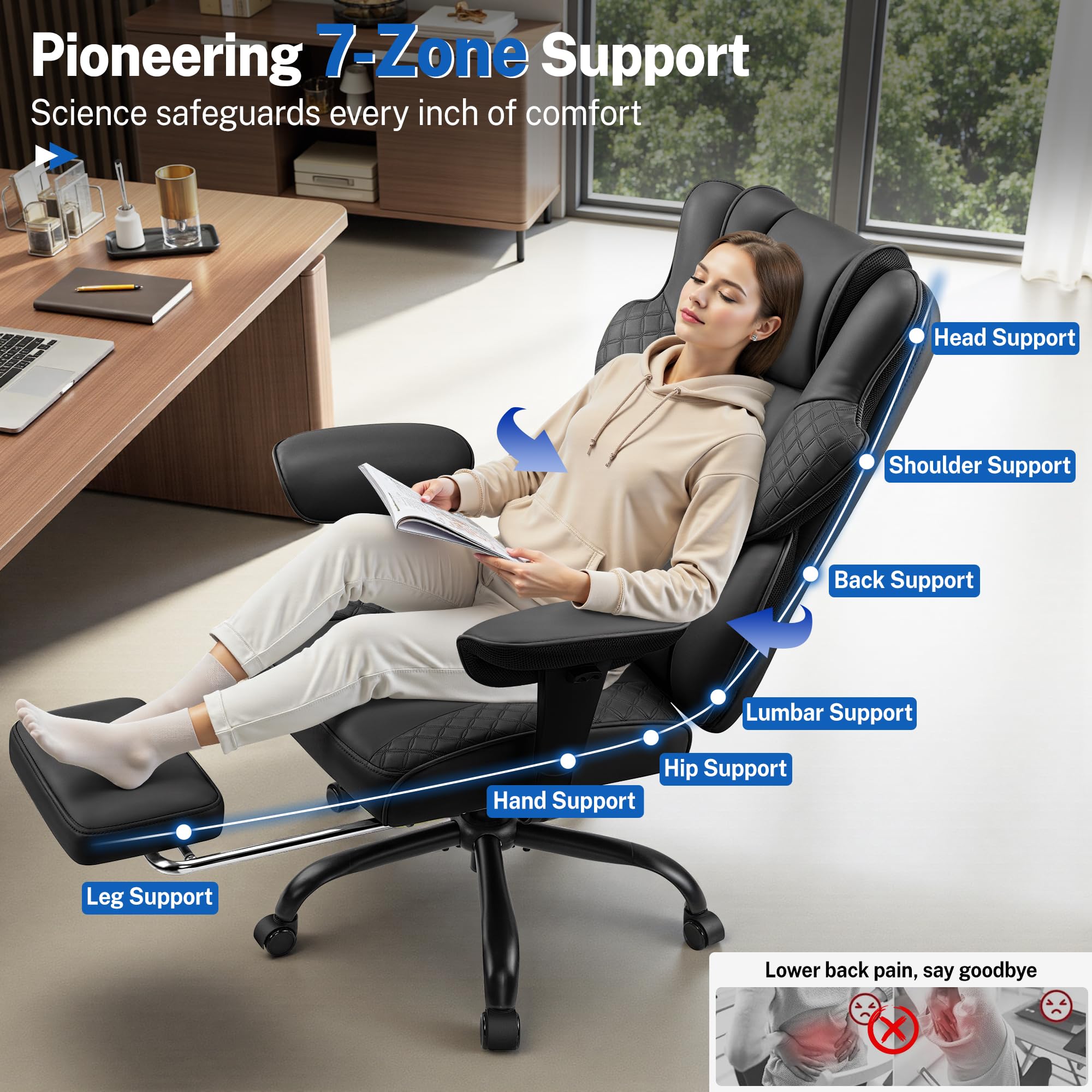 Big & Tall Ergonomic Office Chair with Footrest