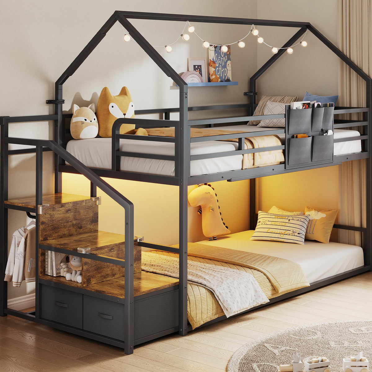 Twin Metal Bunk Bed with Storage