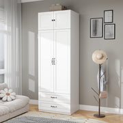 White Wardrobe Closet with Doors & Drawers