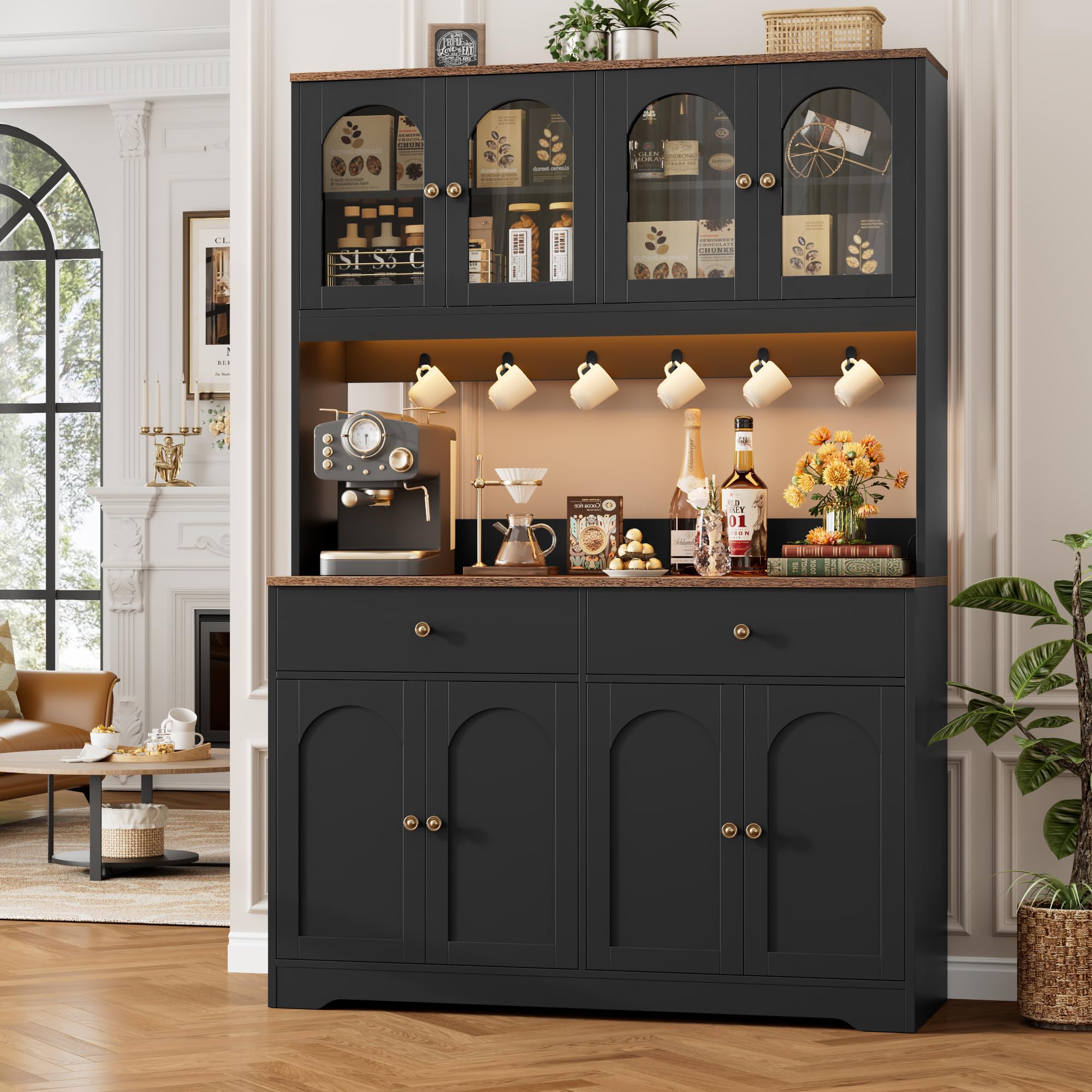LED Kitchen Pantry Cabinet with Power Outlet