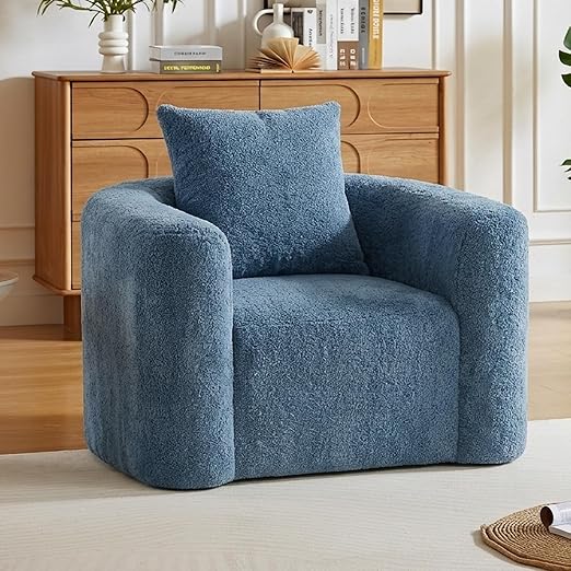 Oversized Accent Chair – Chenille, Curved Back, No Assembly