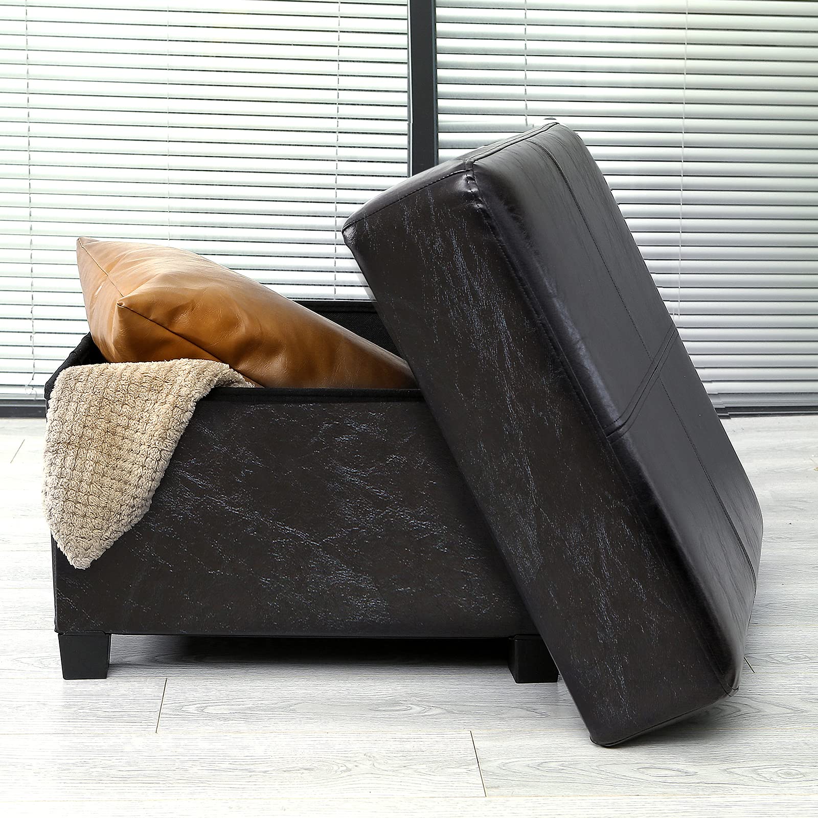 Foldable Storage Ottoman with Hidden Storage