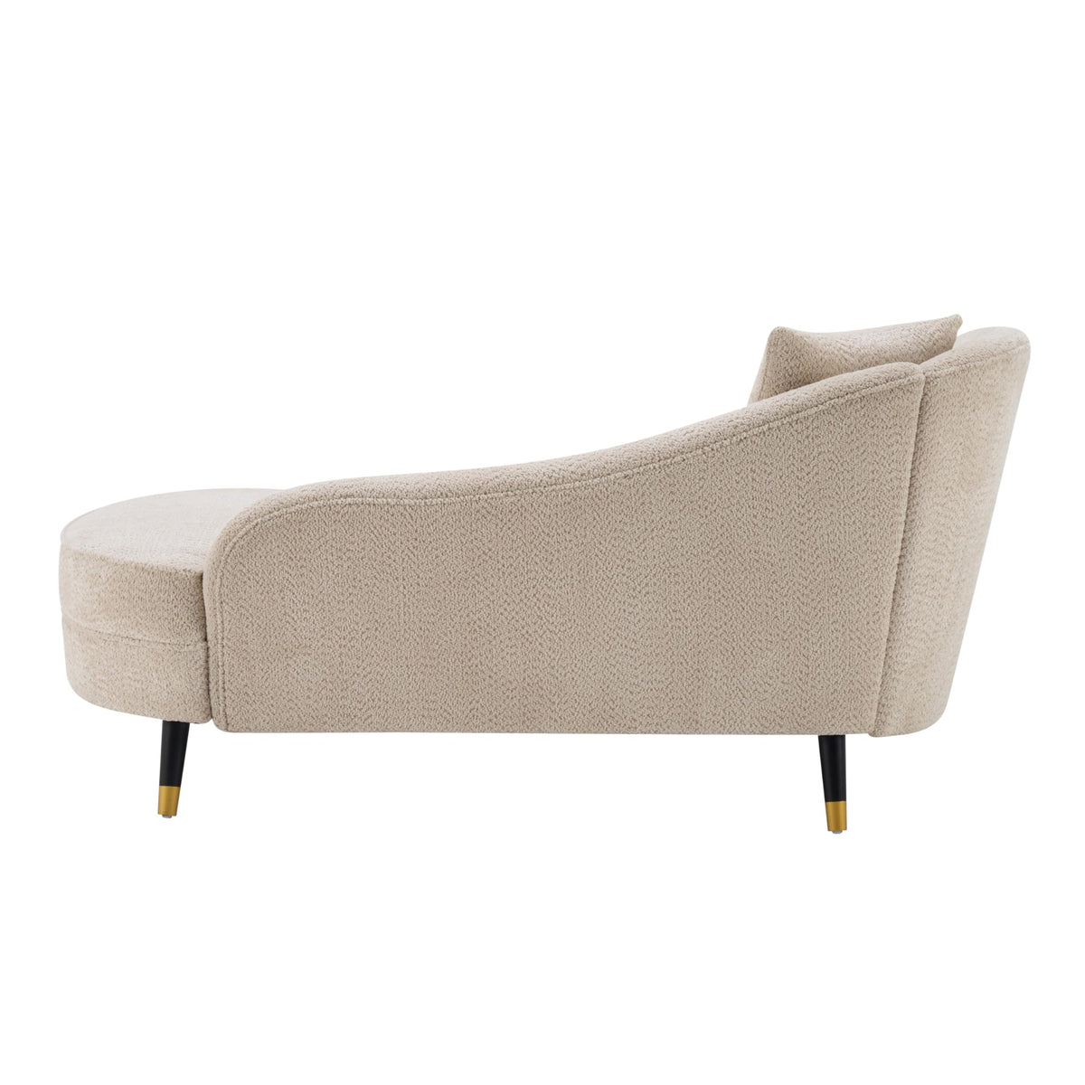 Beige Velvet Chaise Lounge