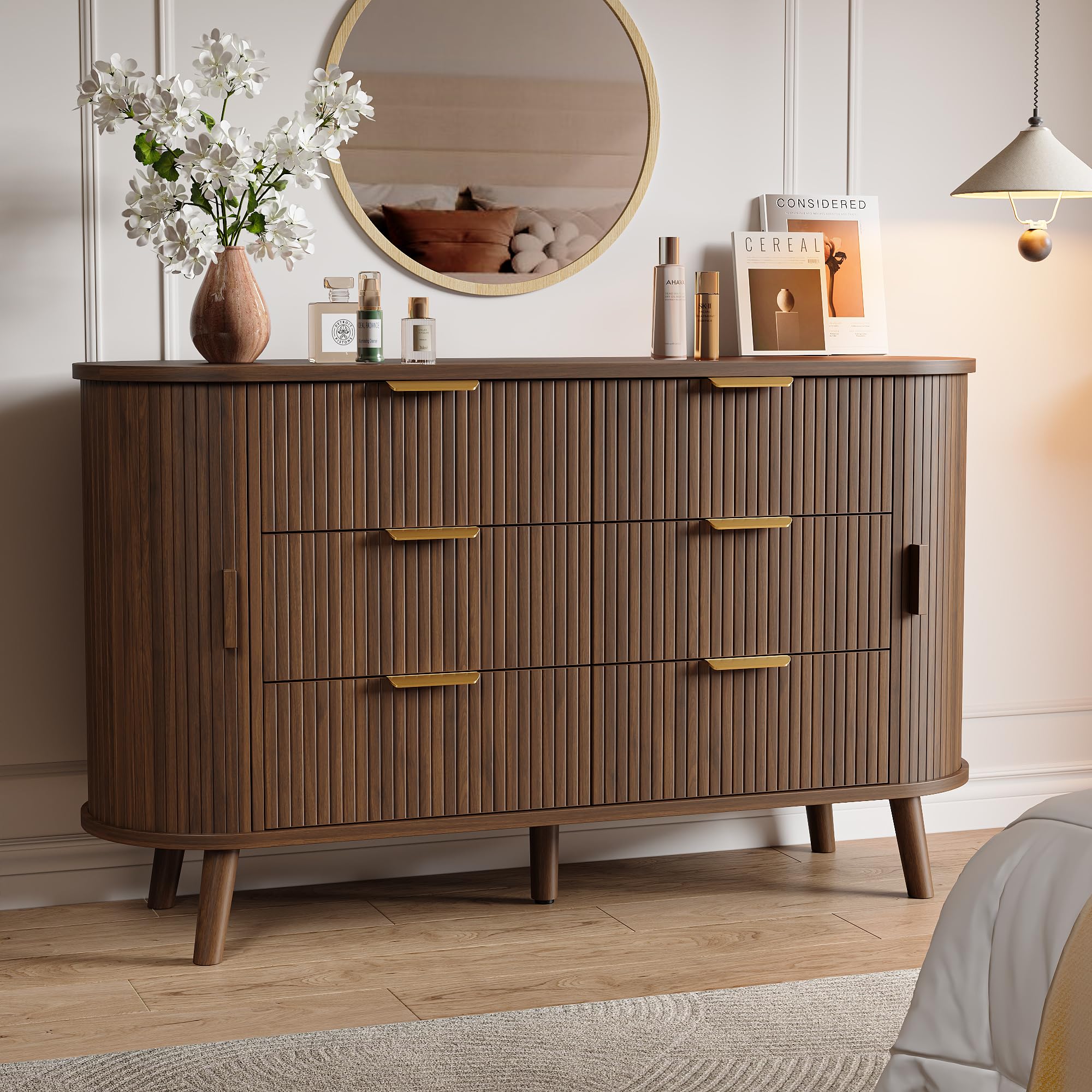 6-Drawer Dresser with Sliding Doors