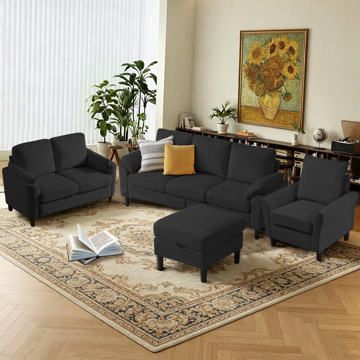 4-Piece Corduroy Sofa Set
