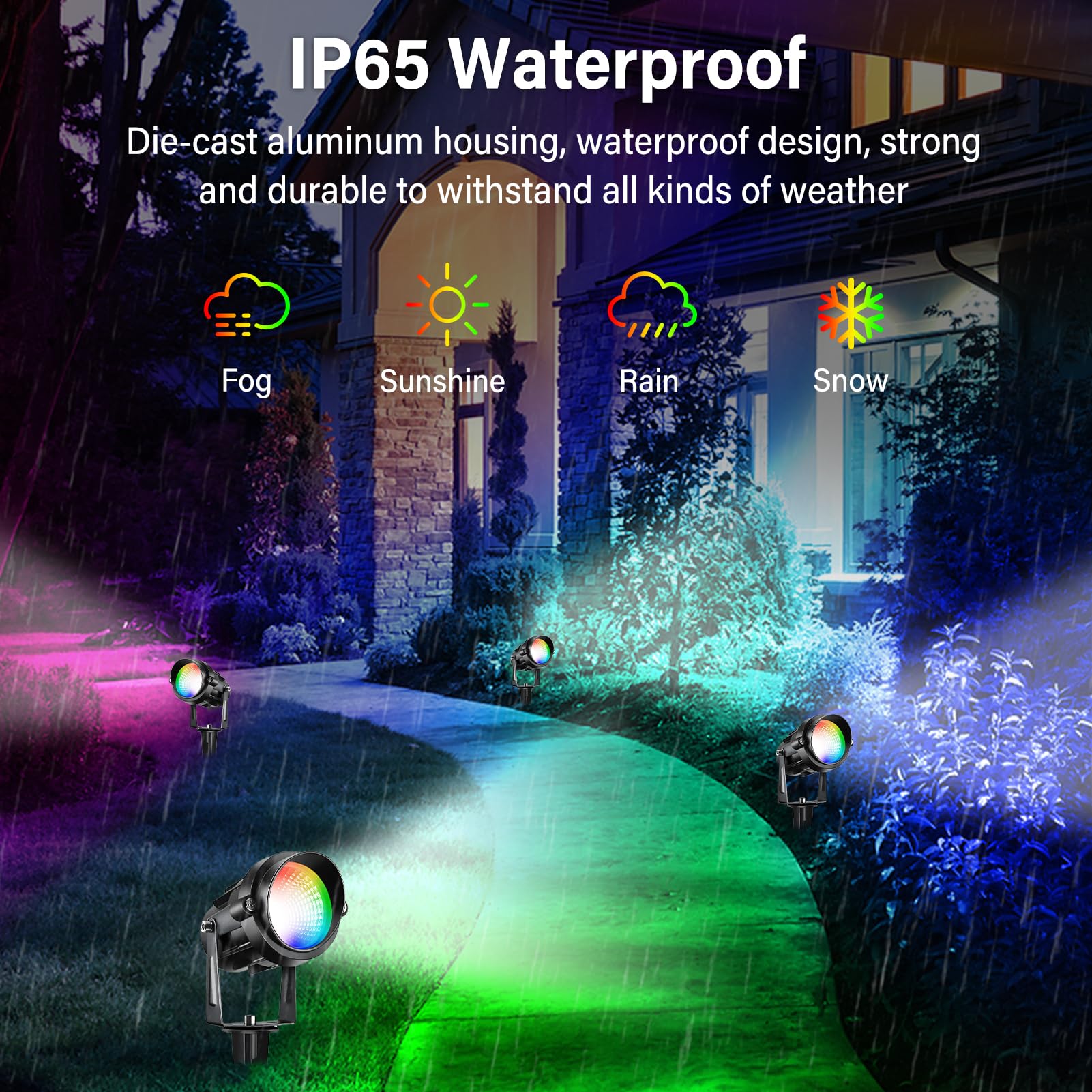 RGBW Outdoor Landscape Spotlights 10-Pack