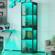 4-Tier Glass Display Cabinet with RGB Lights
