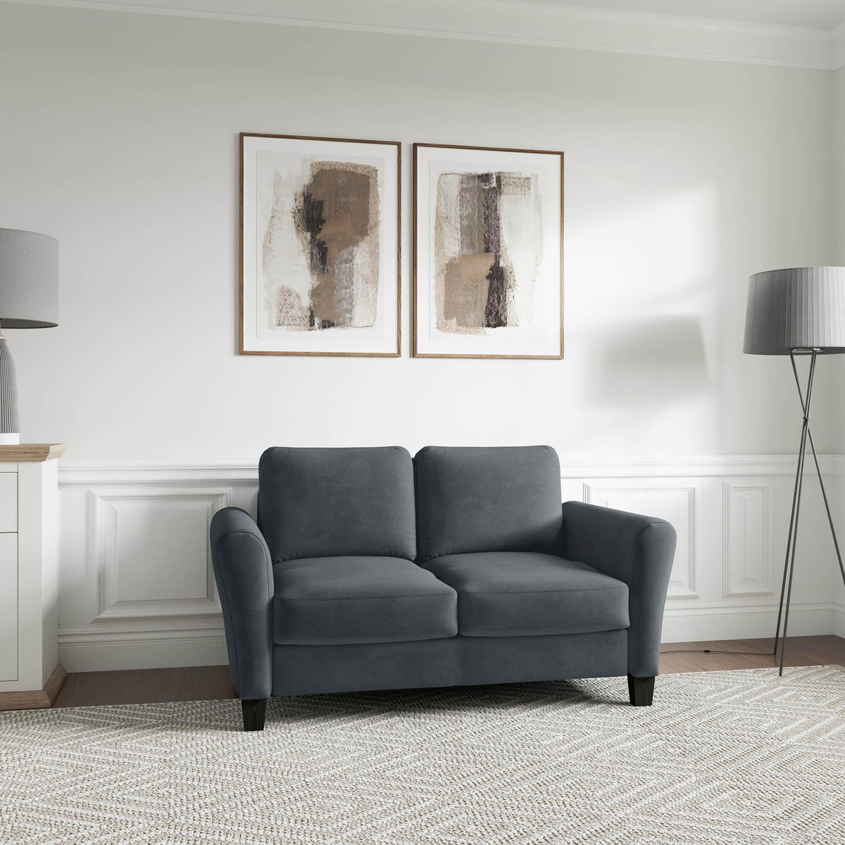 Microfiber Rolled Arm Loveseat