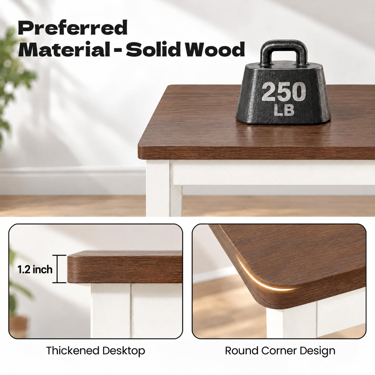 ROCSUMOO Dining Table Set of 4, 5-Piece Counter Height Kitchen Table Set