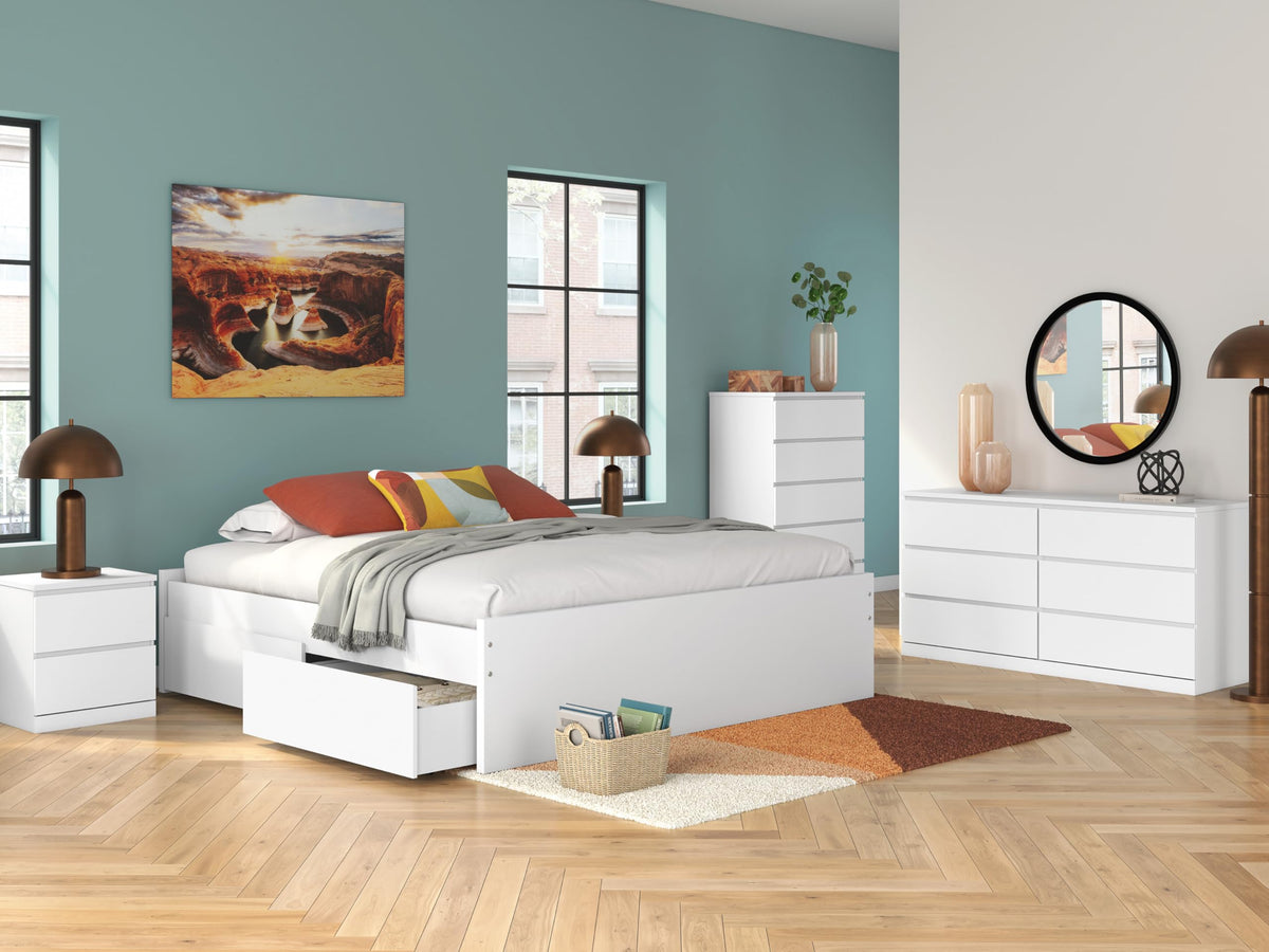 Signature Design by Ashley Onita 2-Drawer White Nightstand Bedside Table