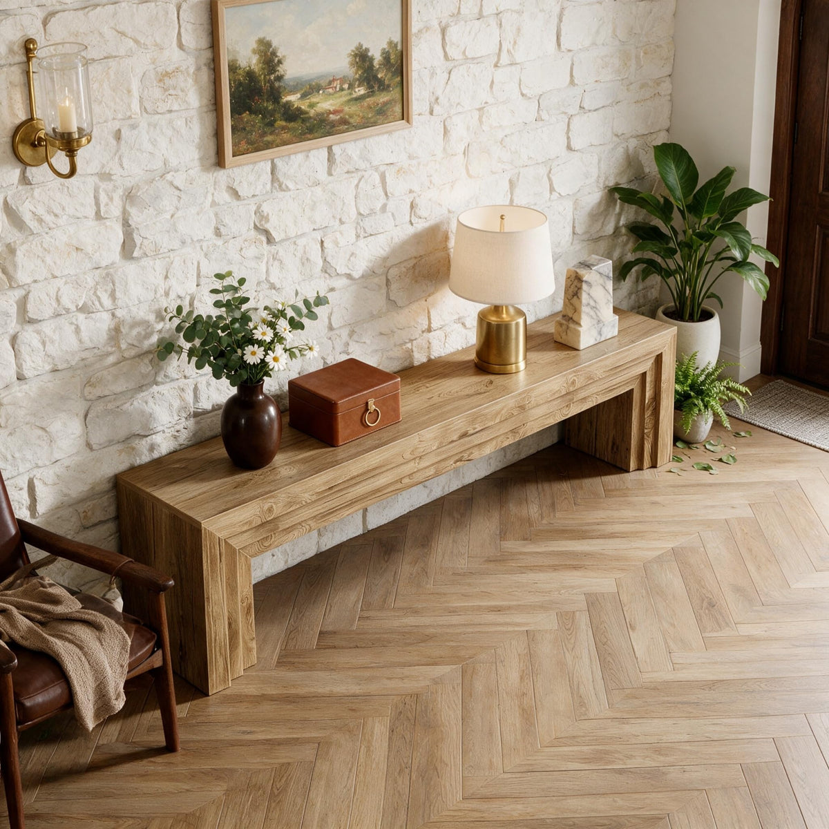 Tribesigns 71" Extra Long Dining Bench, Farmhouse Engineered Wood Bench
