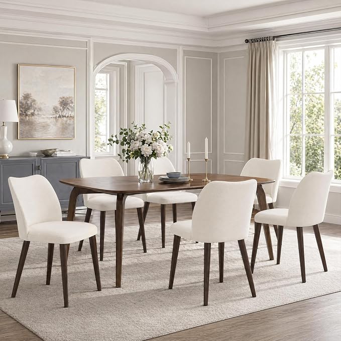 Camel Upholstered Dining Chairs, Set of 6