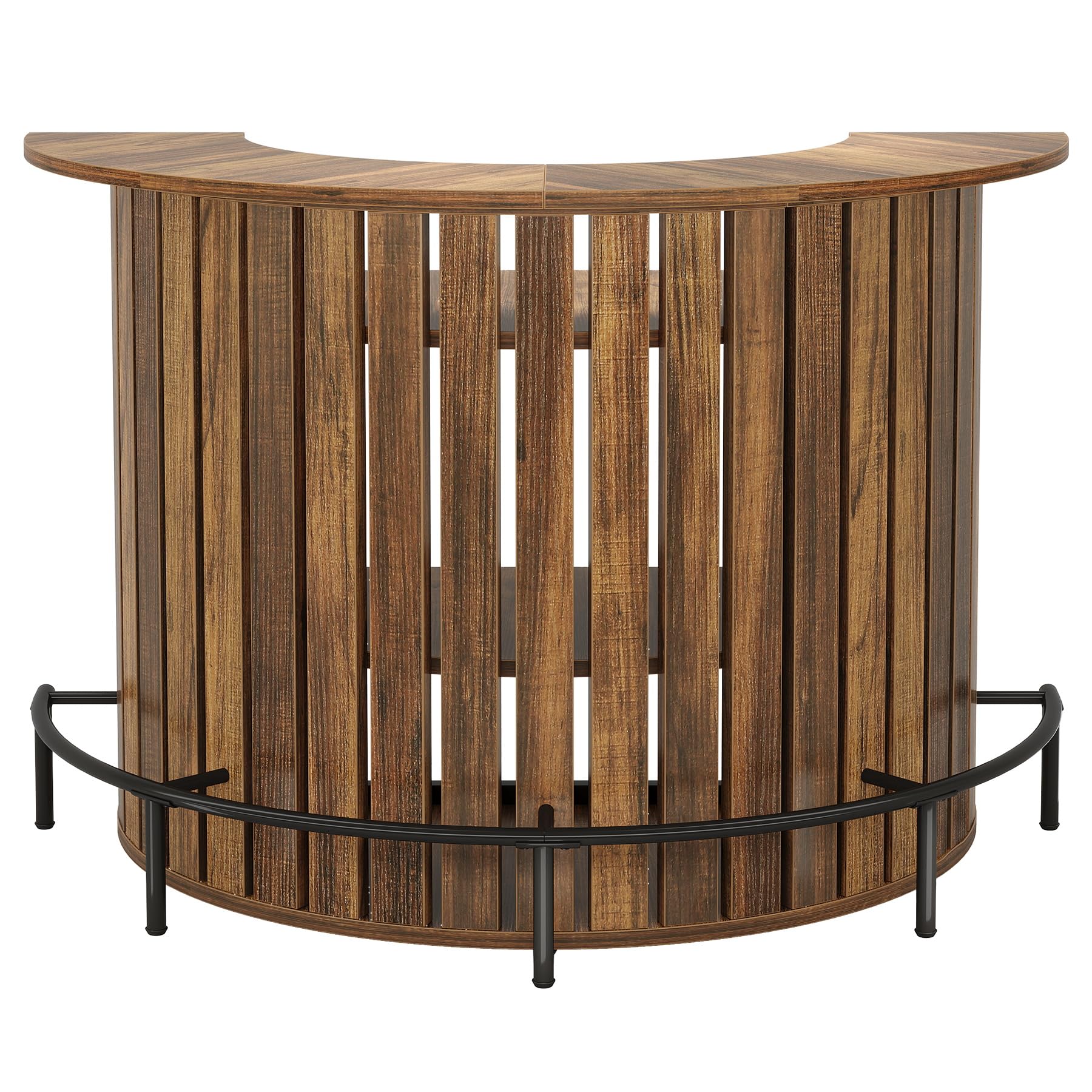 Tribesigns 4-Tier Bar Table, 47.24" Mini Home Bar Table with Footrest, Arc-Shaped Modern Bar Cabinet for Home, Living Room, Rustic Brown