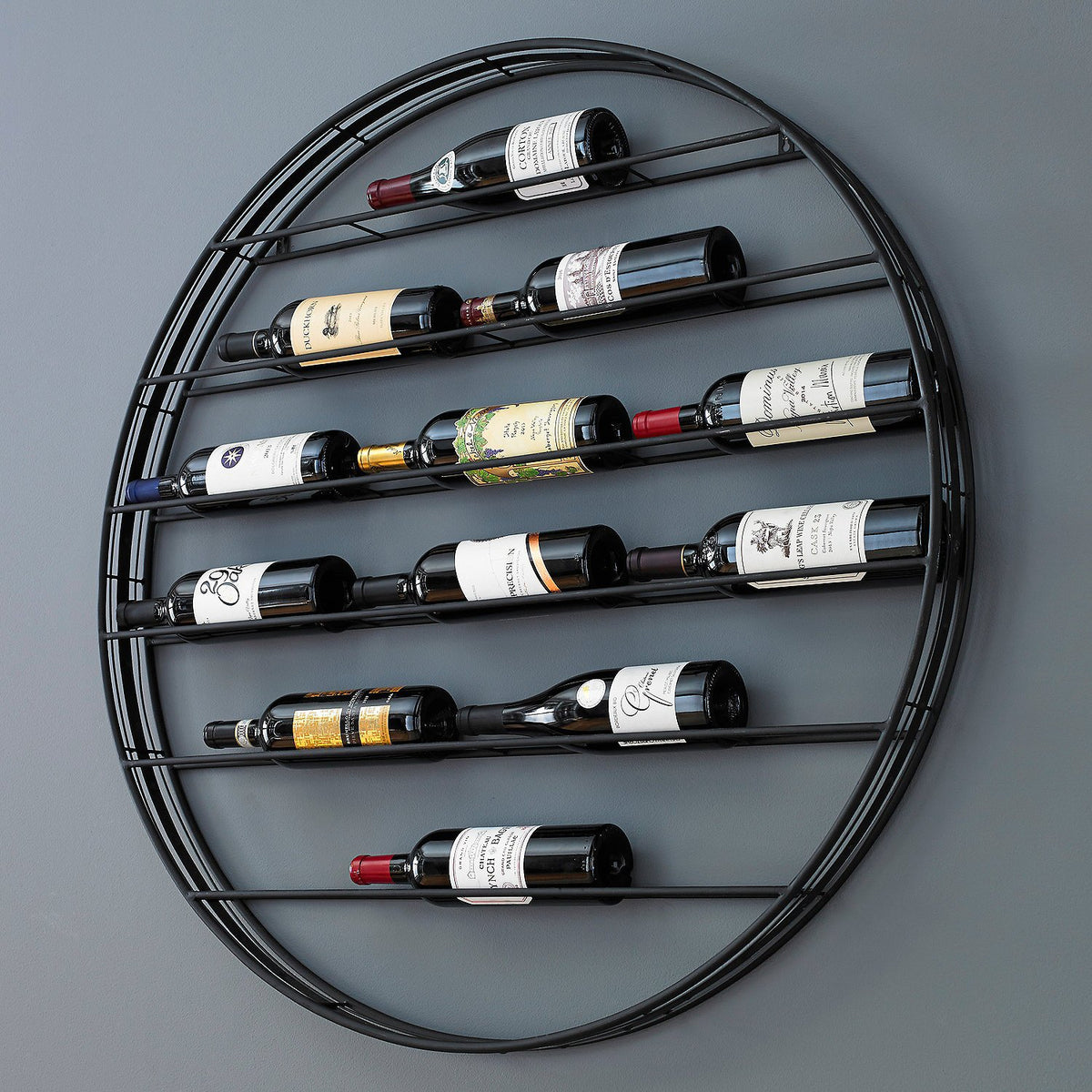 Circular Wall Wine Rack, 12-Bottle