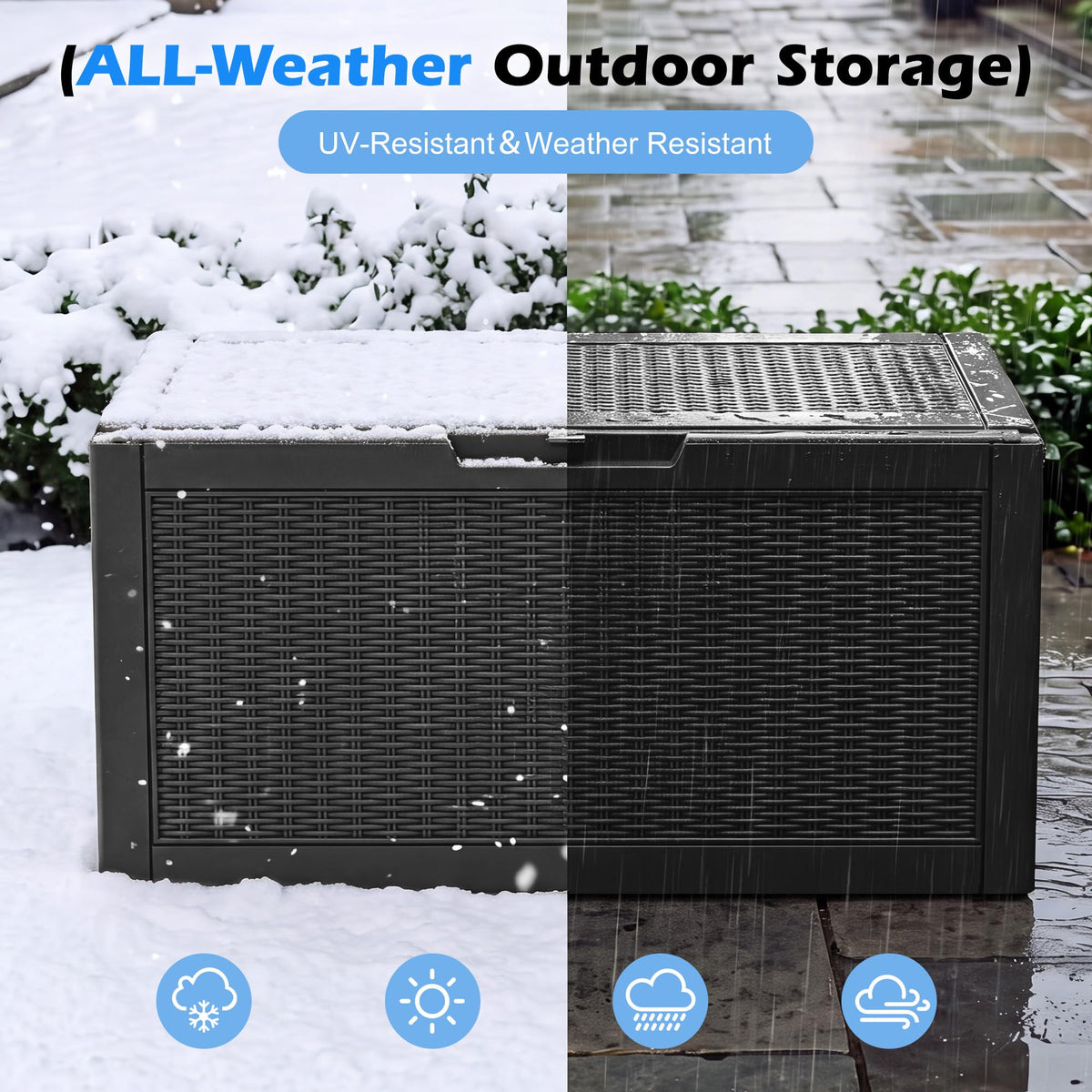 WTFGO Outdoor Storage Box Waterproof, 80 Gallon Deck Box for Patio Storage