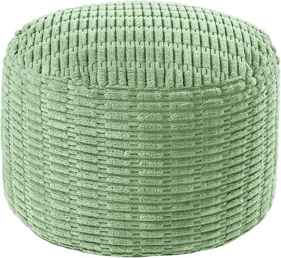 Round Faux Fur Pouf Ottoman Cover – Unstuffed