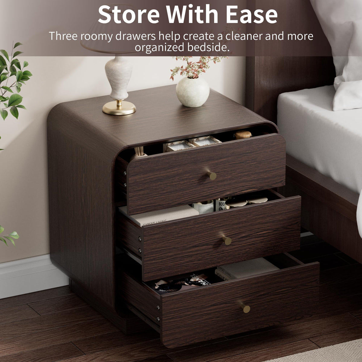 3-Drawer Nightstands Set of 2