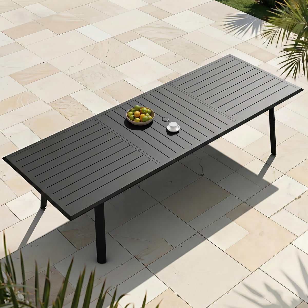 PATIOHIT 116" Aluminum Patio Dining Table Long Outdoor Tables for 12