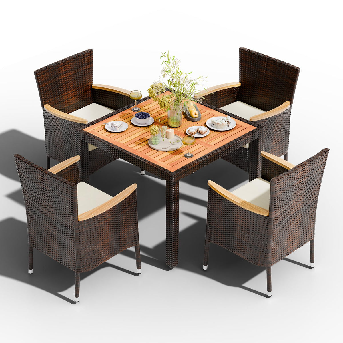 5-Piece Wicker Patio Dining Set