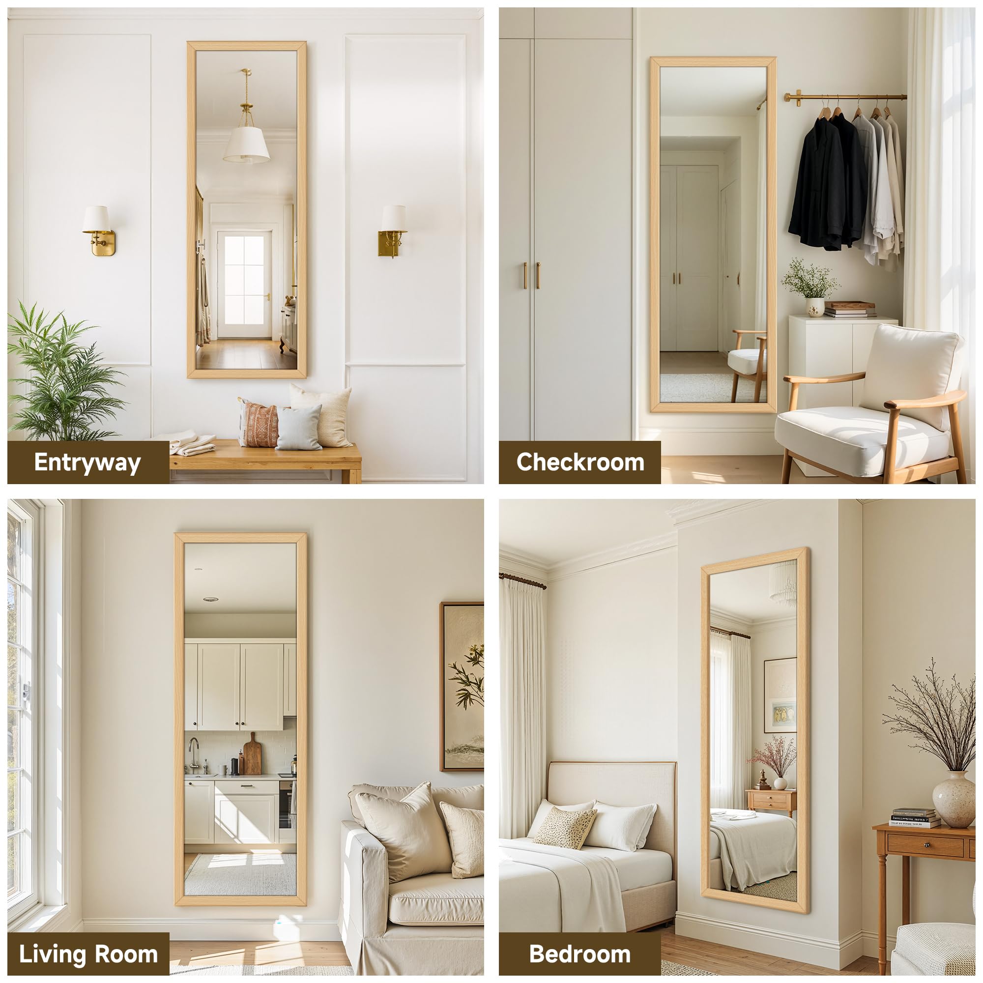 Full Length Standing Mirror with Wooden Frame