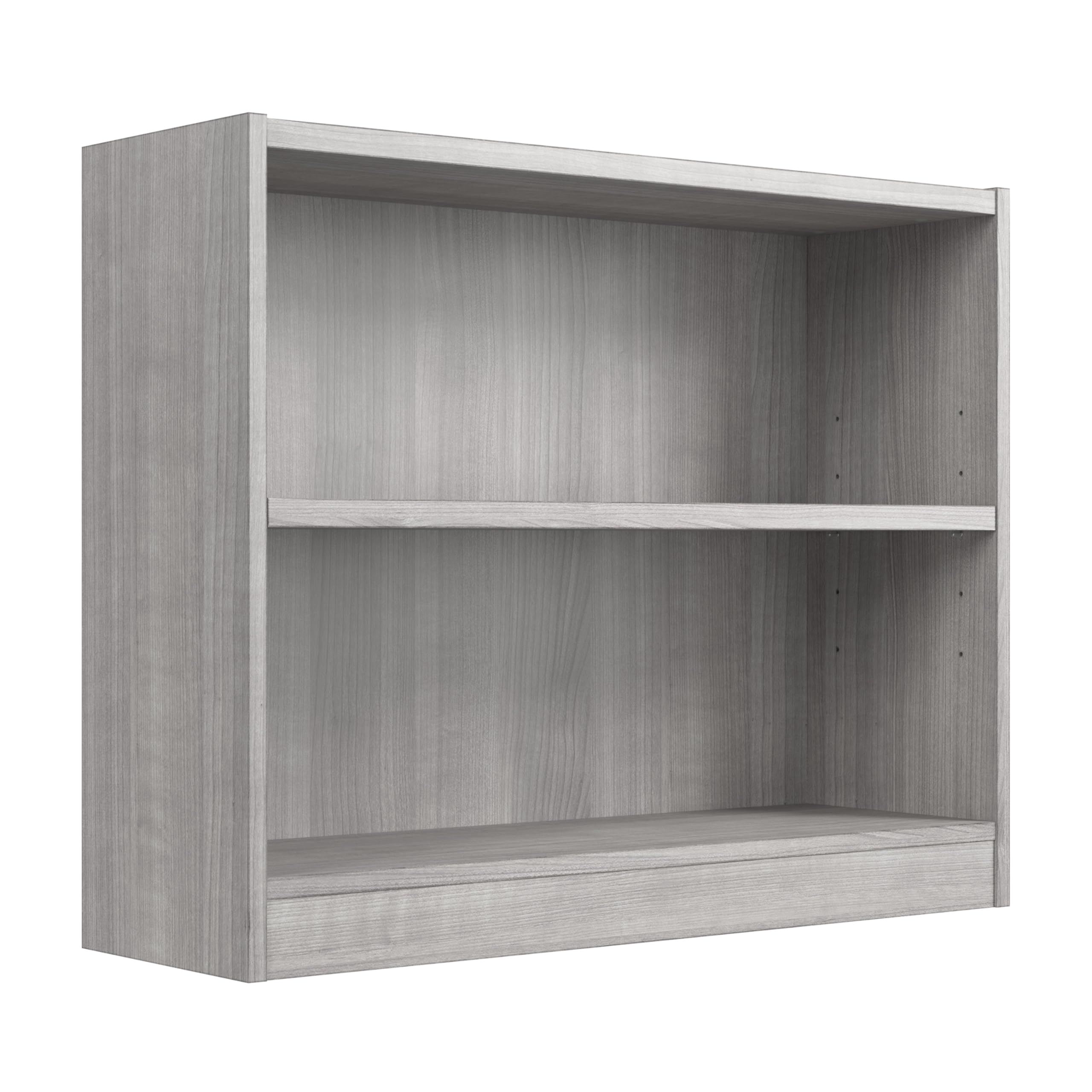 Bush Home Small 2 Shelf Bookcase, 2 Tier Bookshelf Storage Cabinet with Adjustable Shelf for Living Room, Bedroom or Home Office, Universal Collection, Platinum Gray