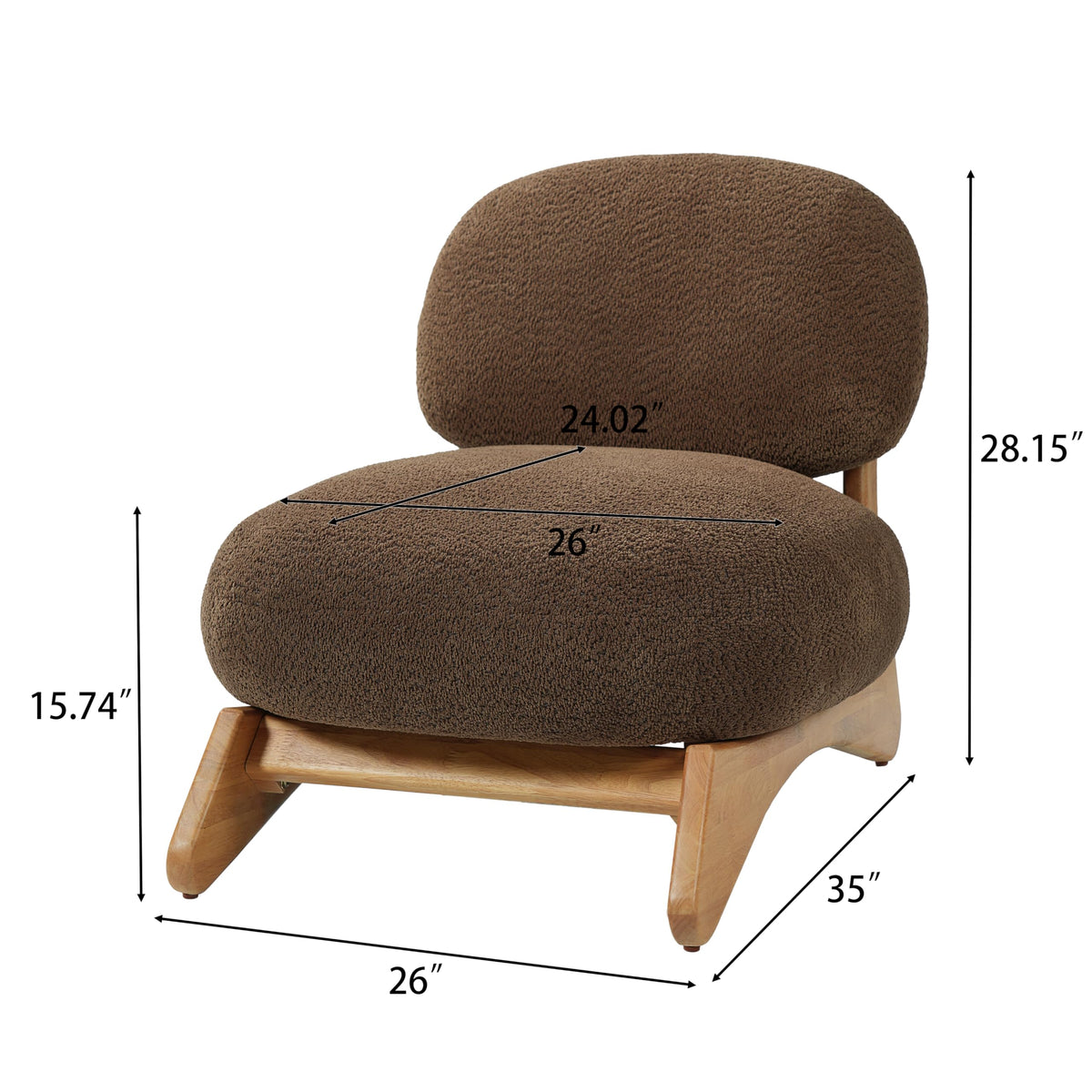 Brown Boucle Armless Accent Chair