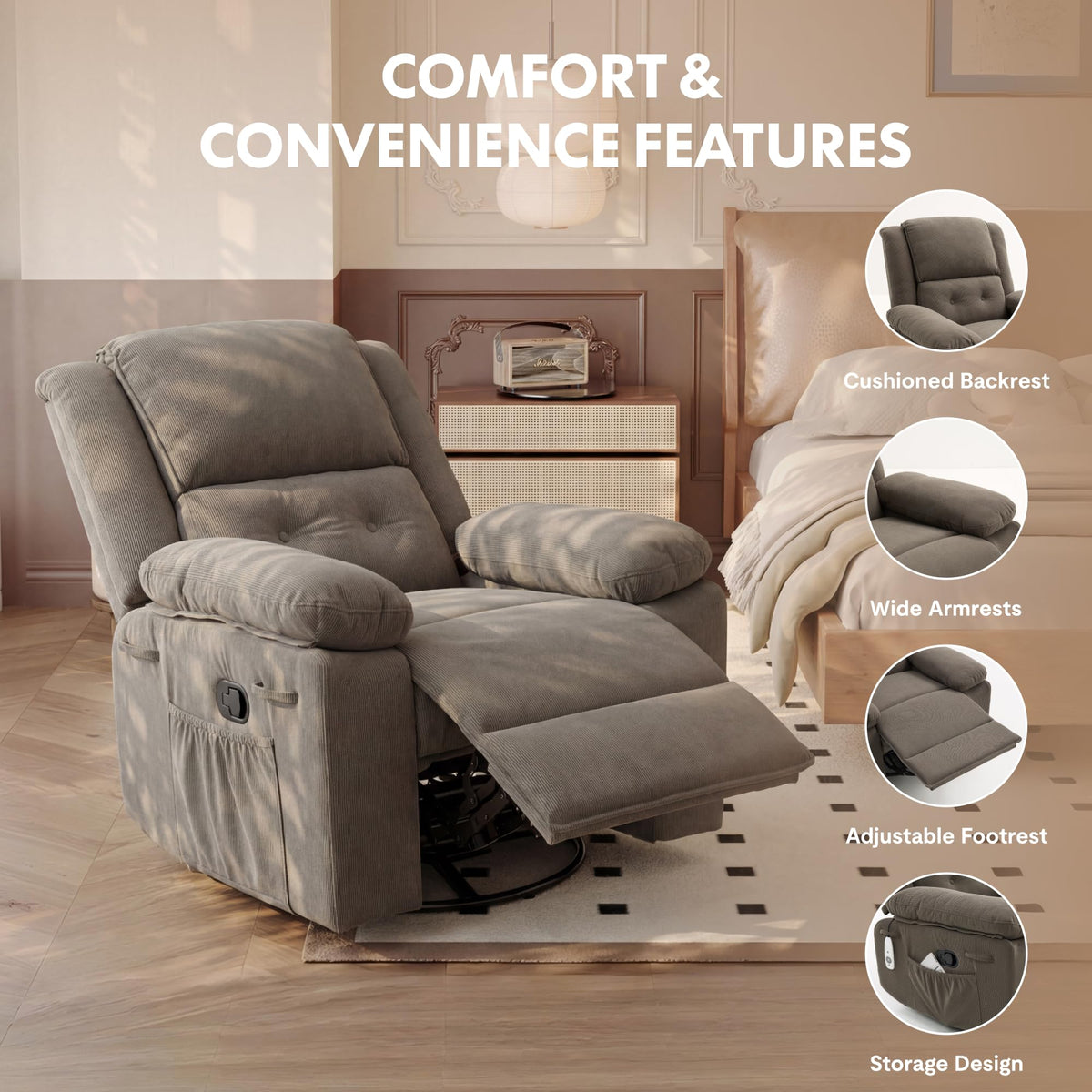 Swivel Rocker Massage Recliner