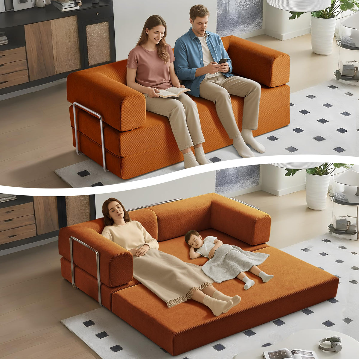 Corduroy Folding Sofa Bed