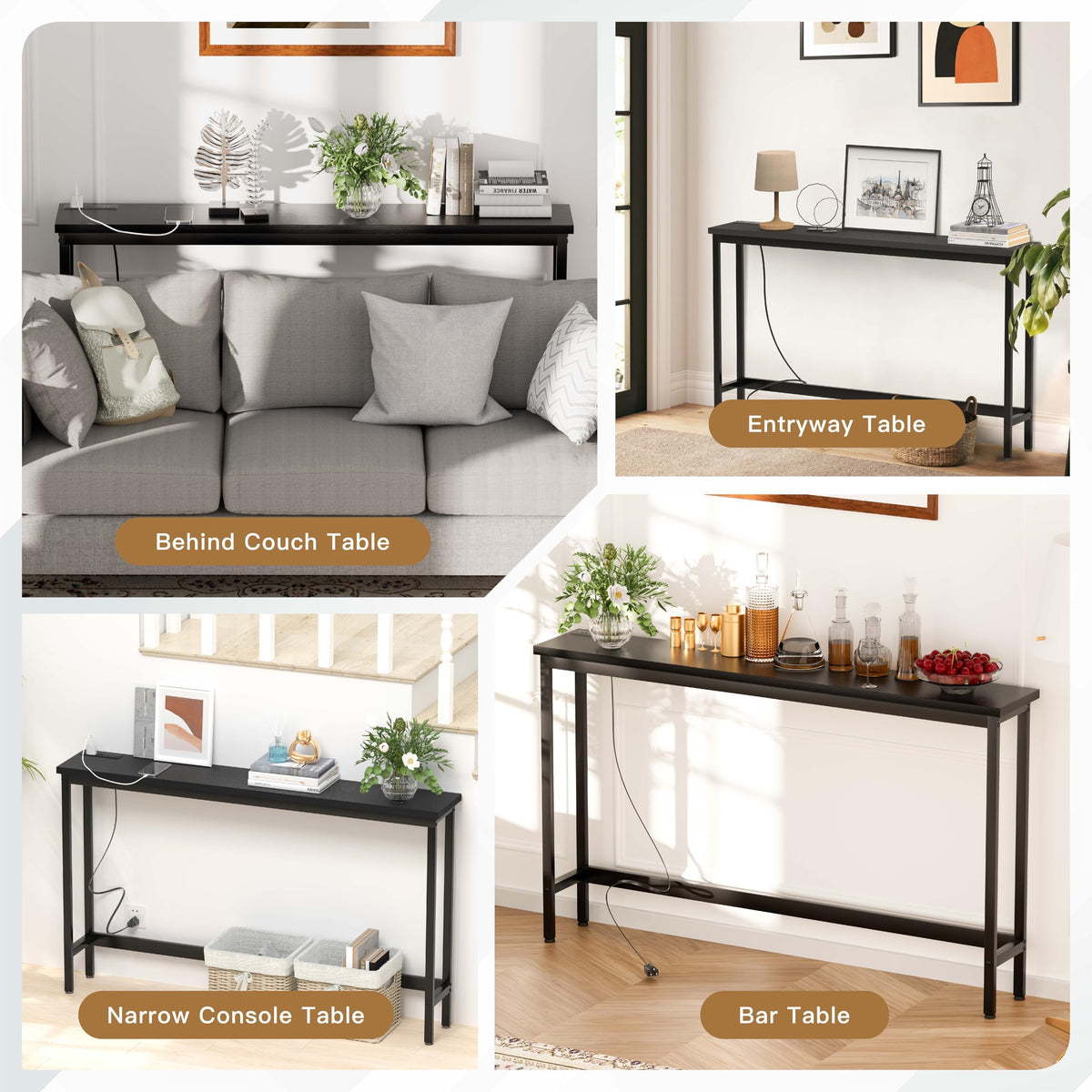 Narrow Console Table with Outlets