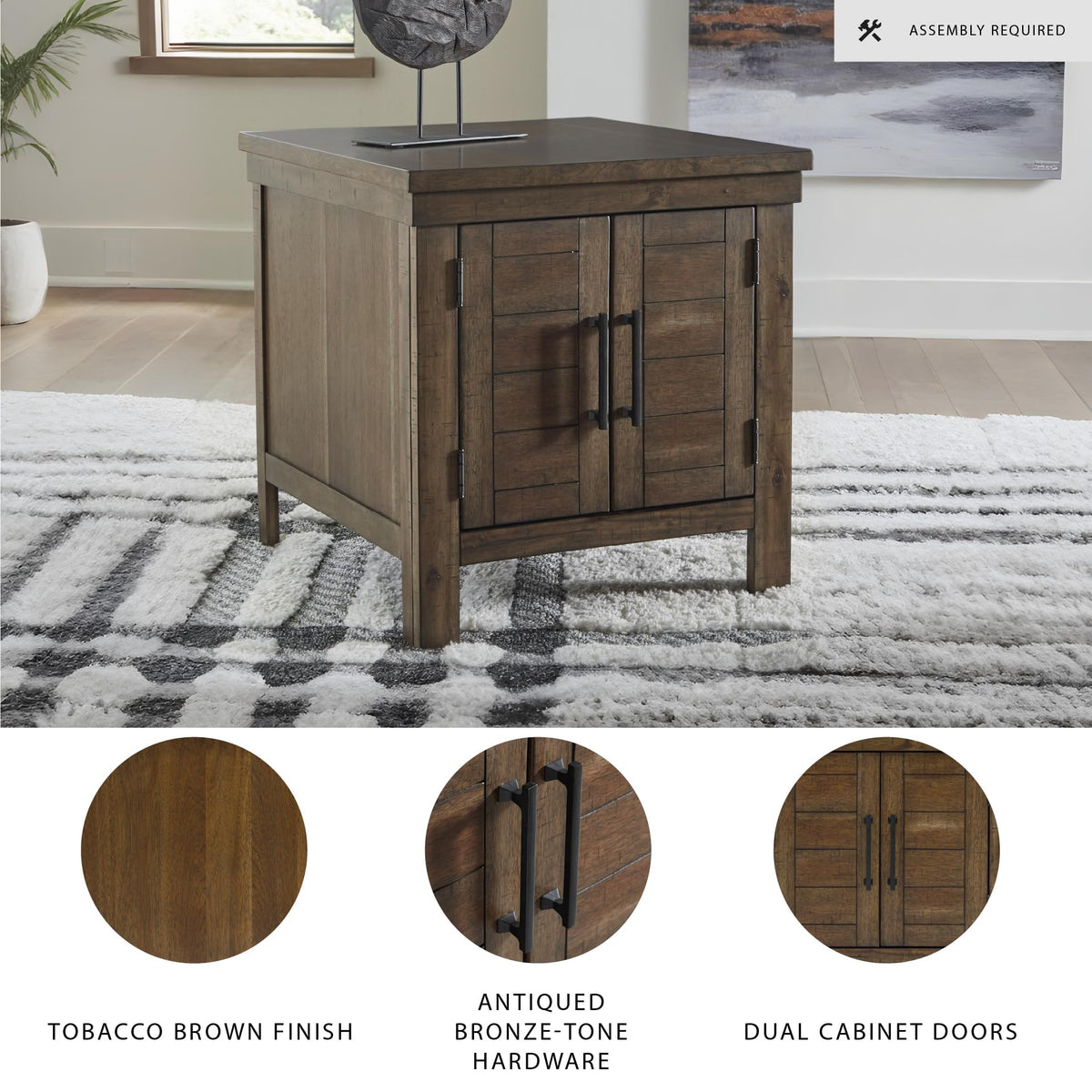 Rustic Wood Storage End Table