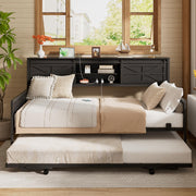 Twin Daybed with Pop-Up Trundle & Charging Station