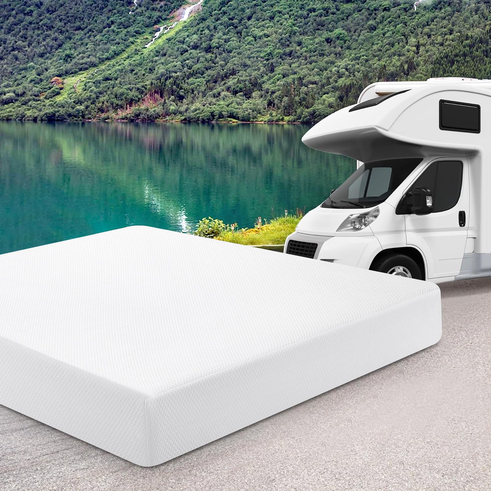 King RV Mattress Memory Foam-Mattress 10 Inch, Updated Cooling Green Tea/Gel Mattresses for Camper/Truck/Trailer, Medium Firm-Mattress with Fiberglass-Free Cover, CertiPUR-US,Made in USA, 80'' x 72''