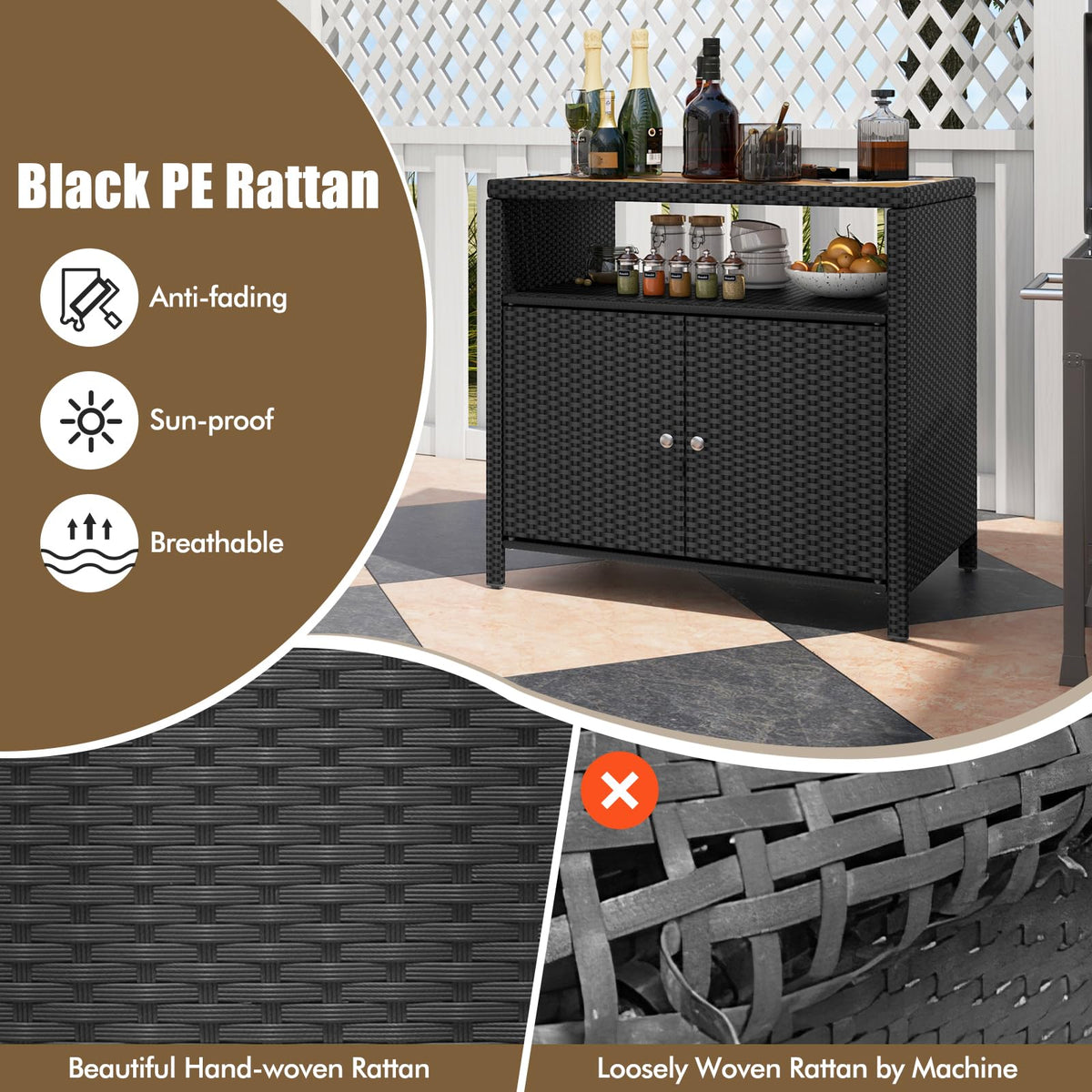 Outdoor Rattan Storage Cabinet