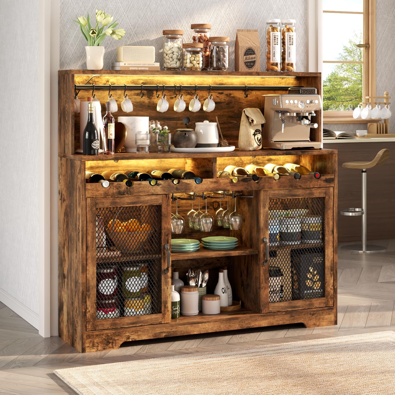 Wine Bar Cabinet with LED Lighting