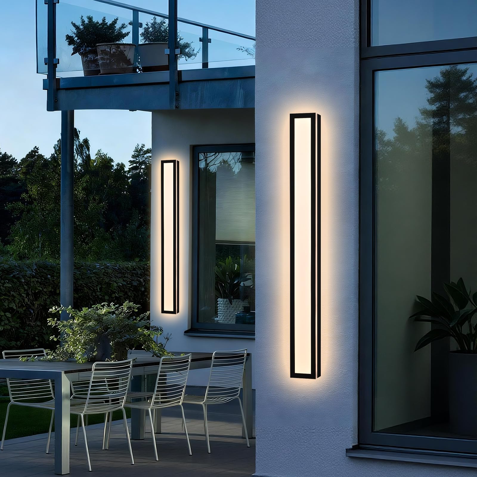 Long Outdoor LED Wall Sconce – 2 Pack, Dimmable 5CCT Linear Light