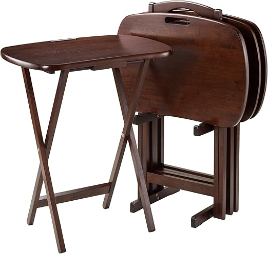 5-Piece Folding Snack Table Set with Storage Stand