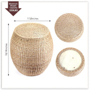 Round Poufs Ottoman,Hand Woven Natural Braided Cattail Ottomans Pouf for Patio,Home,Office,Living Room,Bedroom Indoor Outdoor Porch,Seagrass Footstool/Floor Accent Chair,Ottoman Foot Rest (Round)