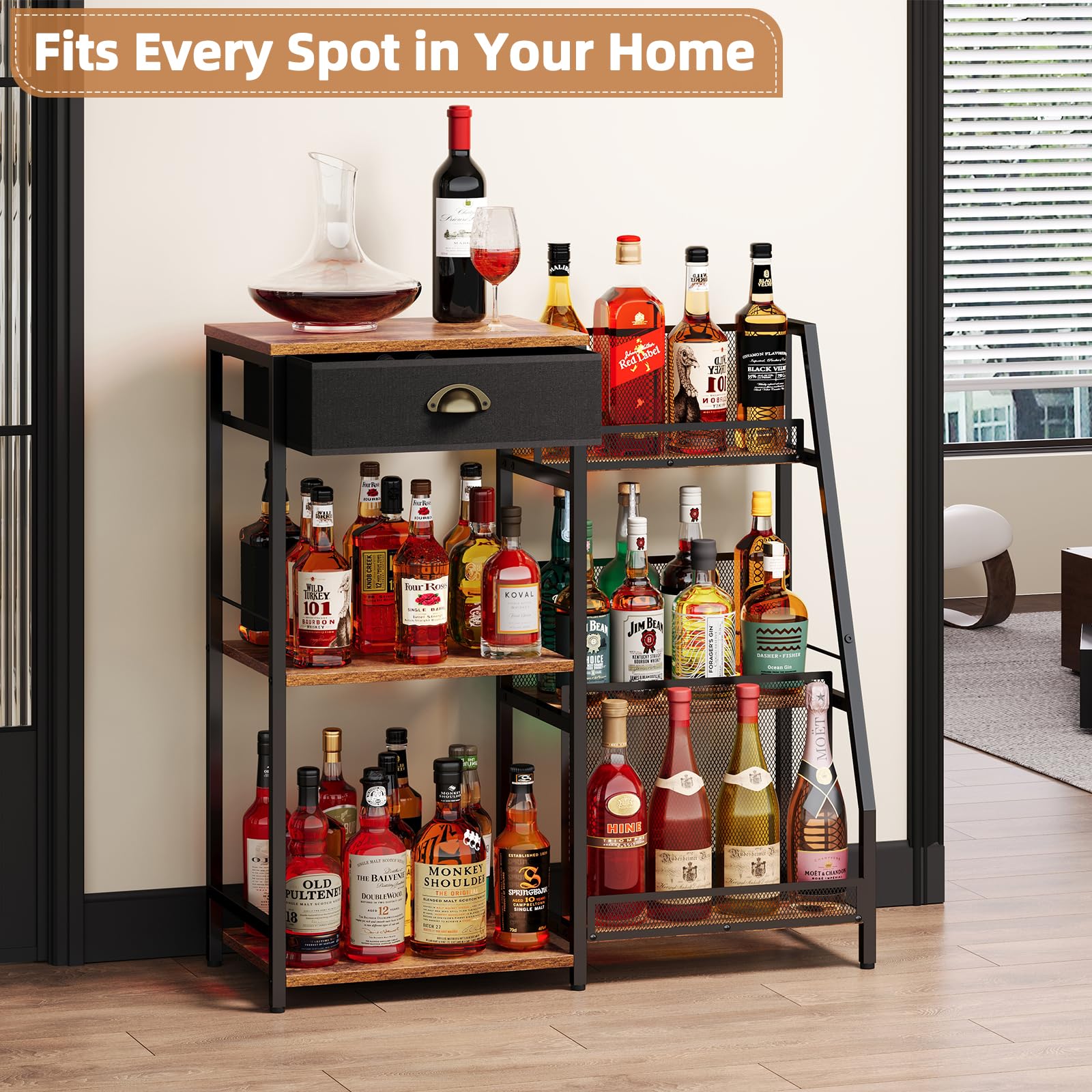 3-Tier Wine Rack with Drawer