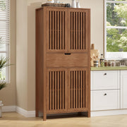 69" Tall Farmhouse Storage Cabinet with Drawer & Grille Doors