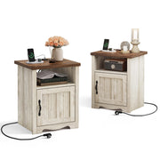 Farmhouse Nightstand Set with Charging Station