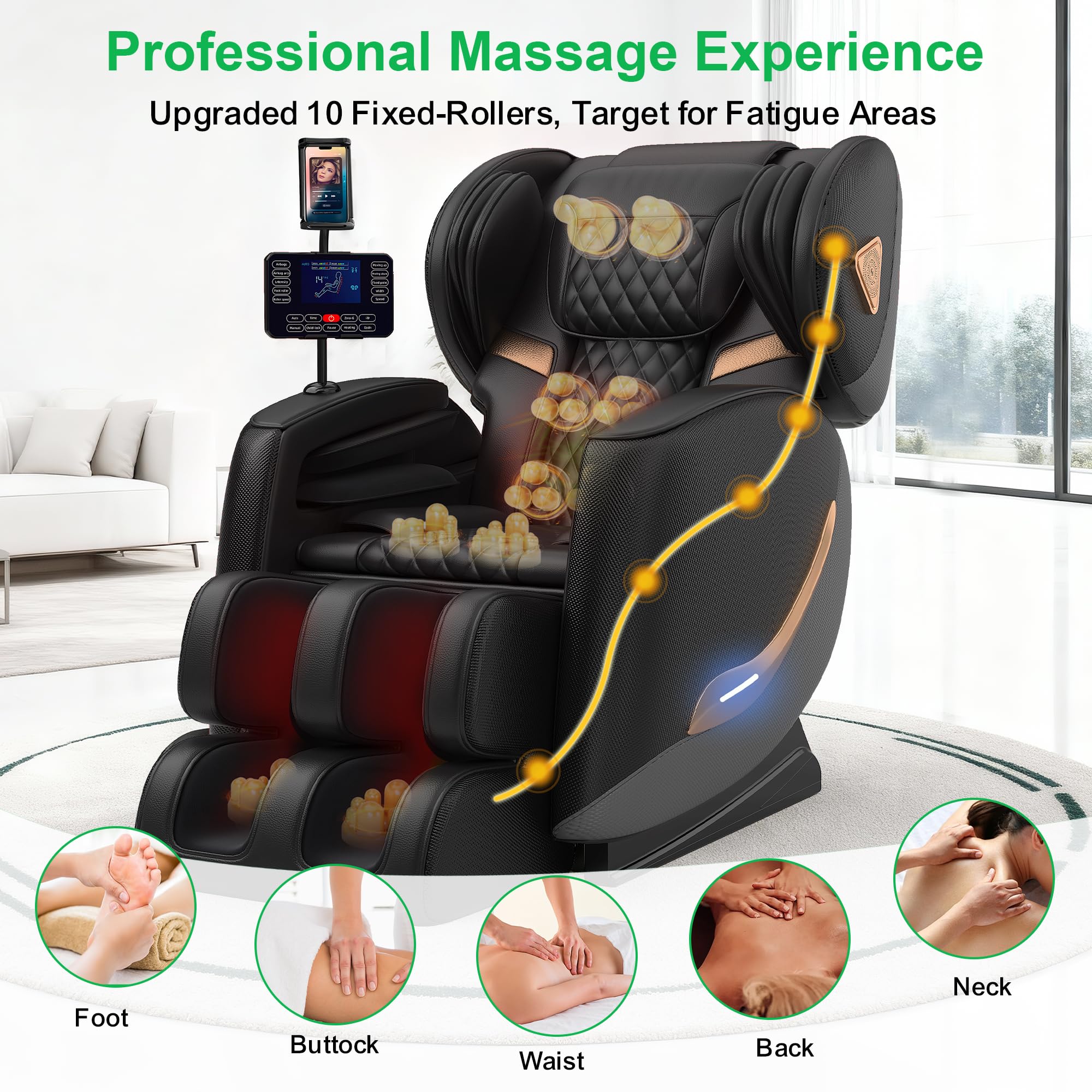 VUYSUYVY Upgraded Massage Chair Full Body, Zero Gravity Massage Chair Recliner- 10 Fix Points, 2026 Shiatsu Massage Chairs with Heat, Airbags, Foot Massage, 6 Auto Modes, Bluetooth Speaker