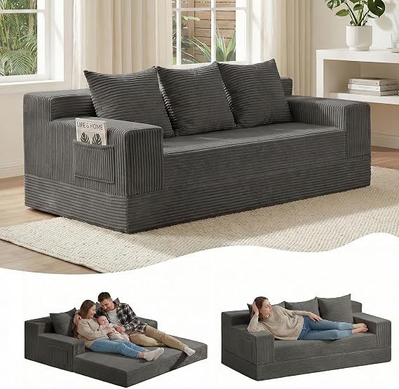 Corduroy Boneless Loveseat & 3-Seater Sofa