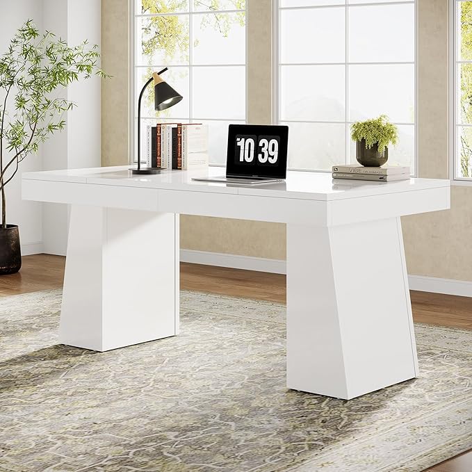 55" Executive Desk with Double Trapezoid Base