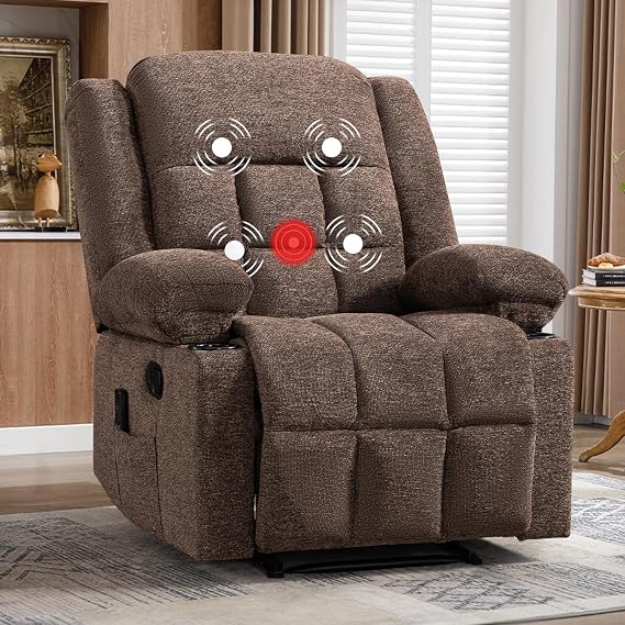 Grey Heated Massage Recliner
