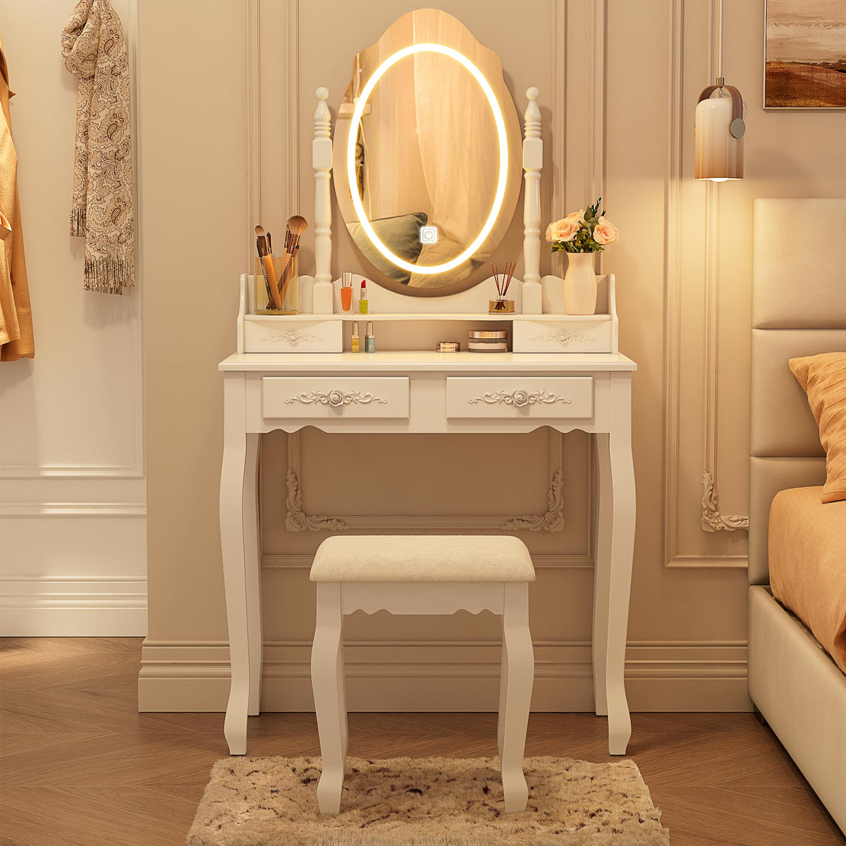 LED Mirror Vanity Desk Set