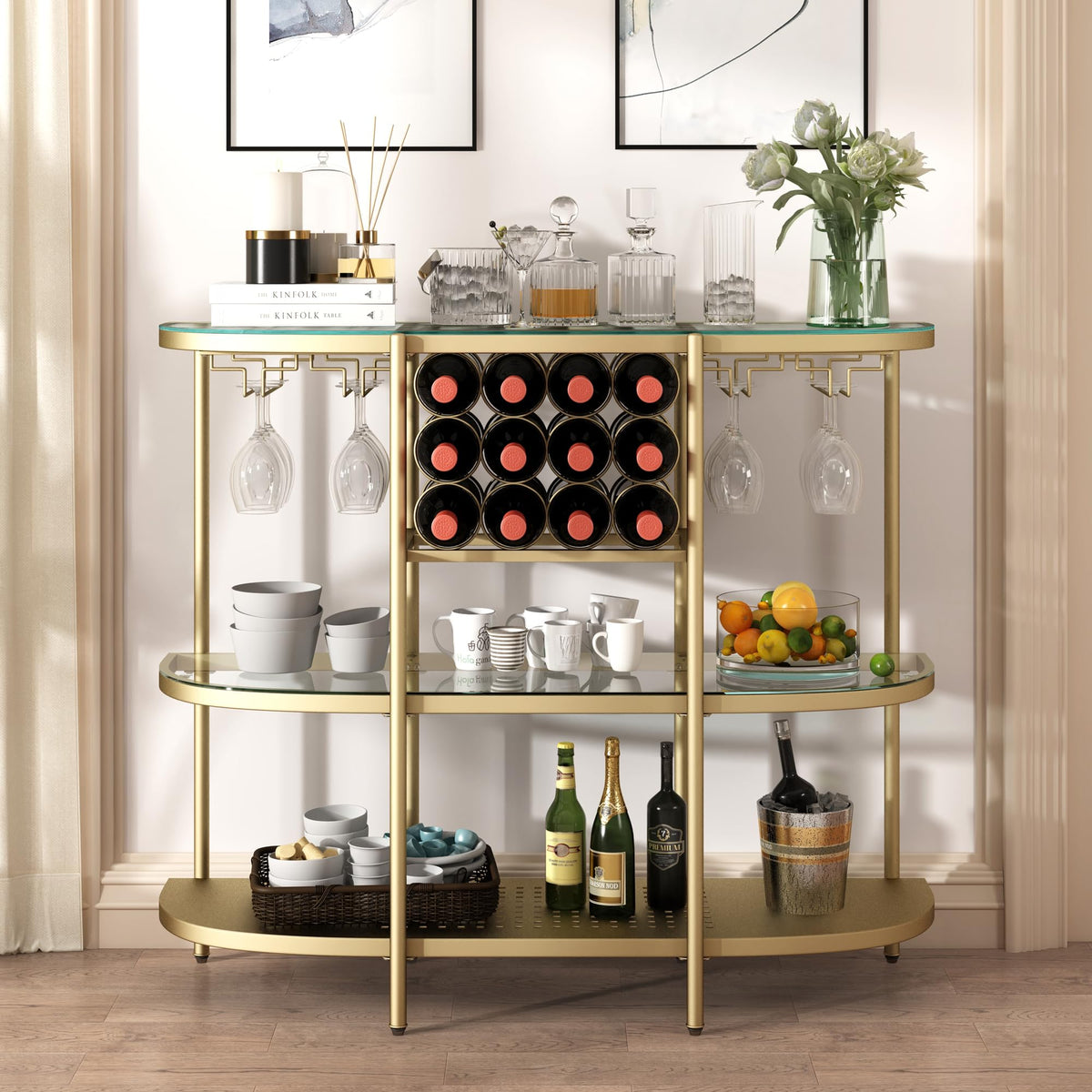 Gold Glass Wine Bar Table